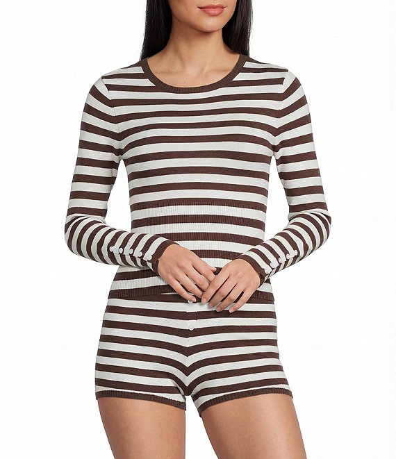 GB Striped Long Sleeve Coordinating Knit Sweater Top