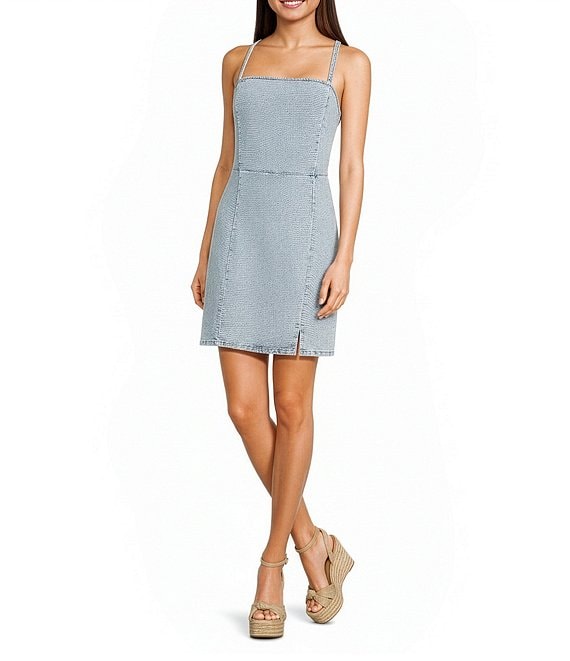 GB Lace-Up Tie Back Denim Mini Dress