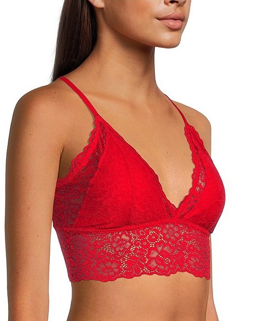 Color:Racing Red - Image 1 - Triangle Lace Bralette