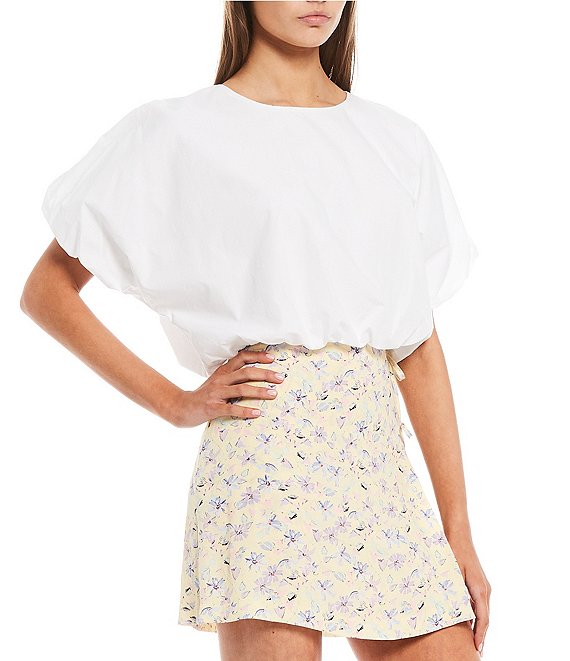 GB Woven Poplin Puff Sleeve Blouse 