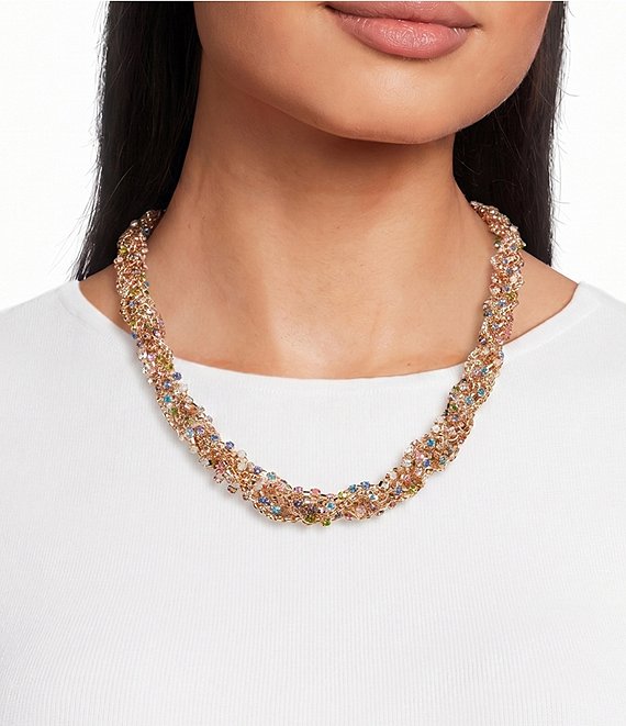 Gemma Layne Braided Chain Stone Collar Necklace