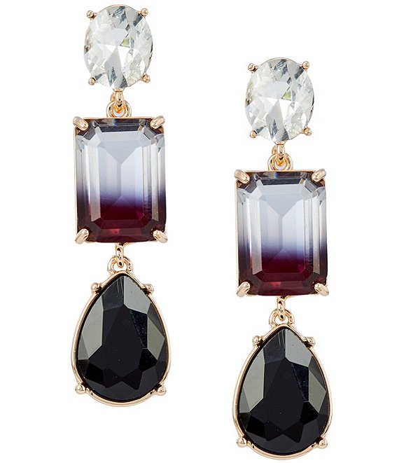 Gemma Layne Crystal & Jet Ombre Multi Stone Linear Earrings