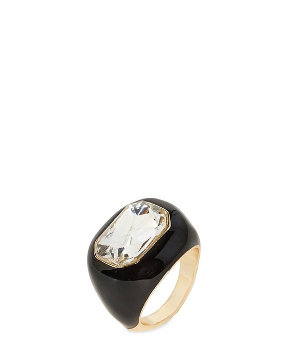 Gemma Layne Crystal Stone Jet Epoxy Octagon Band Ring