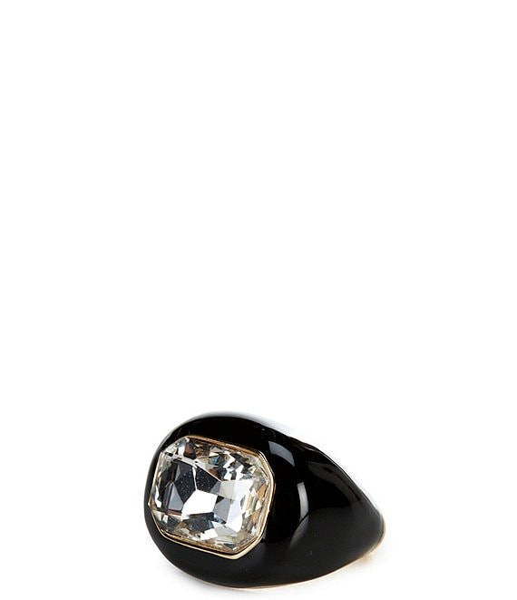Gemma Layne Crystal Stone Jet Epoxy Octagon Cocktail Ring