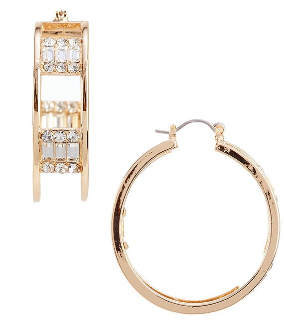 Gemma Layne Crystal Stone Square Wire Hoop Earrings