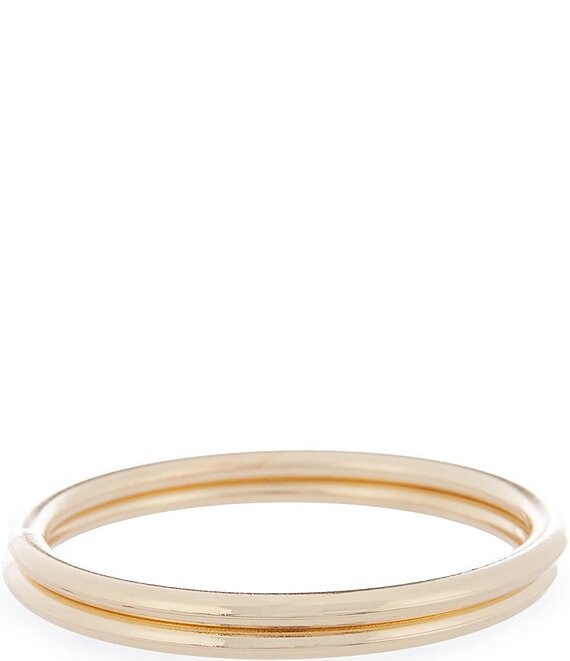 Color:Gold - Image 1 - Fine Line Textured Bangle Bracelet Set