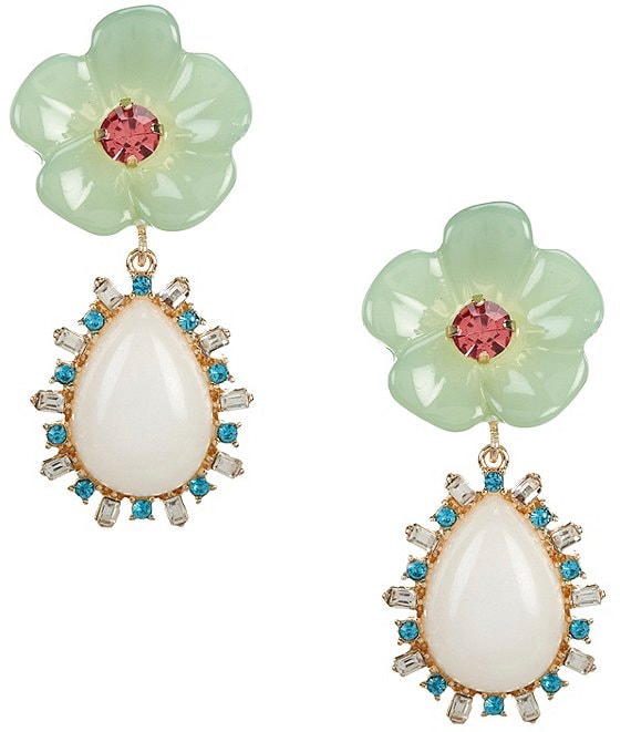 Gemma Layne Flower Post Rhinestone Drop Earrings