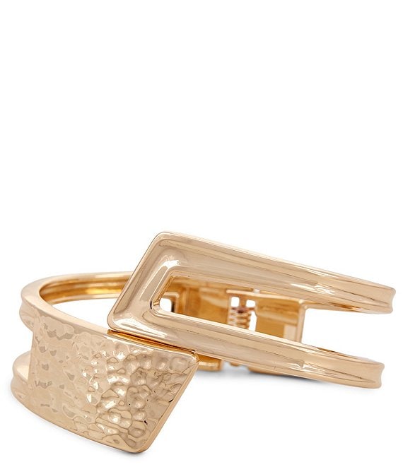 Gemma Layne Hammered & Polished Rectangular Metal Bypass Hinge Bracelet