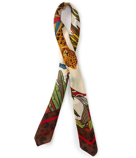 Gemma Layne Jungle Animal Print Silk Square Scarf