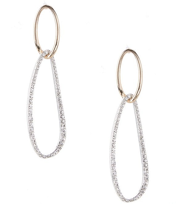Gemma Layne Organic Double Oval Drop Earrings, Two Tone - Image 1