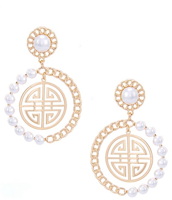 Gemma Layne Pearl Geo Drop Earrings