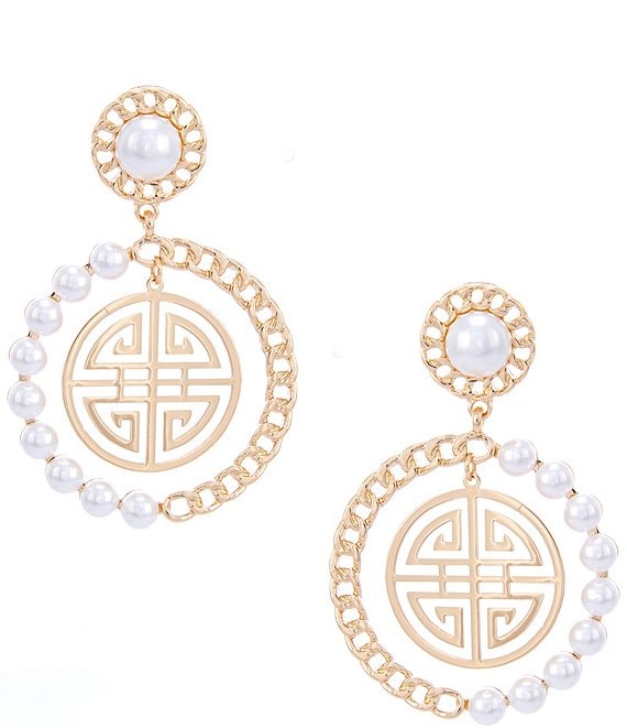 Gemma Layne Pearl Geo Drop Earrings