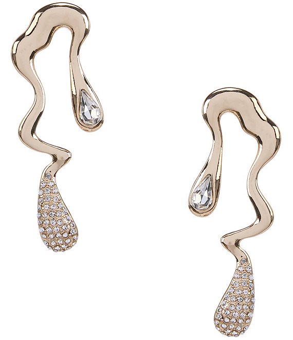Gemma Layne Statement Squiggle Pave Drop Earrings