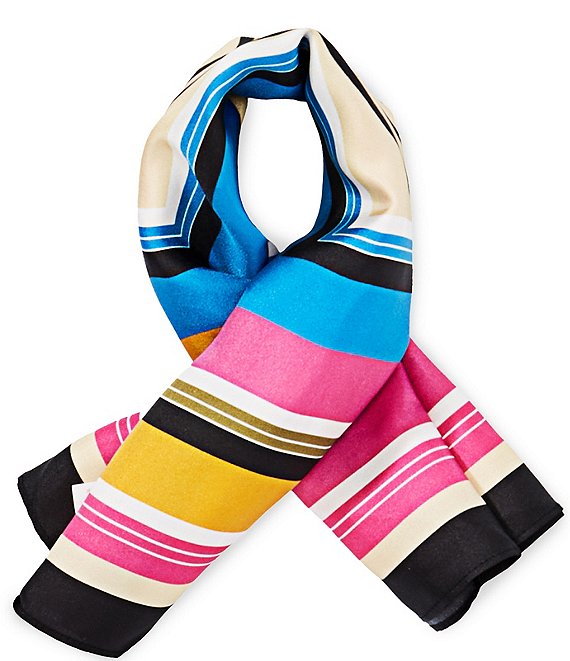 Gemma Layne Stripe Print Small Silk Square Scarf