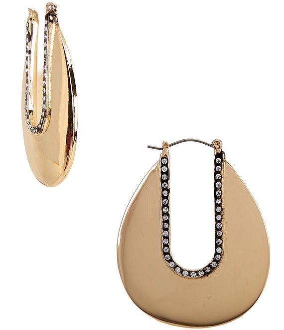 Gemma Layne Thick Oval Pave Hoop Earrings