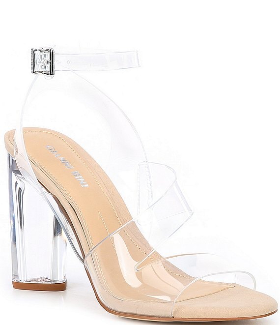 Gianni Bini Ahrley Clear Vinyl Ankle Strap Strappy Sandals