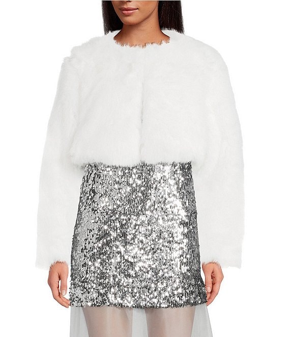 フォクシー Jacket Aria Gianni Bini Aria Faux Fur Long Sleeve Jacket | Dillard's