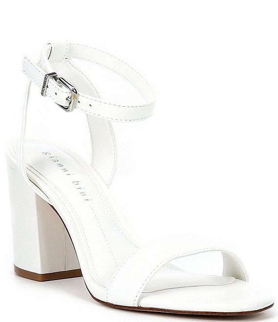 Color:White - Image 1 - Arleena Leather Block Heel Sandals