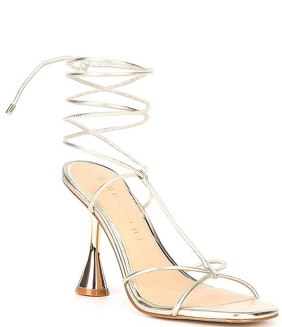 Gianni Bini BardiTwo Metallic Leather Strappy Ankle Wrap Dress Sandals ...