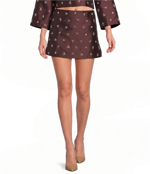 Gianni Bini Bead Embroidered Coordinating A-Line Mini Skirt