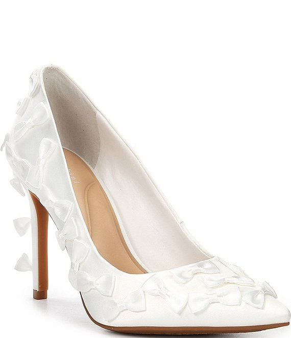 Gianni Bini Bridal Collection Serena Satin Bow Pointed Toe Pumps