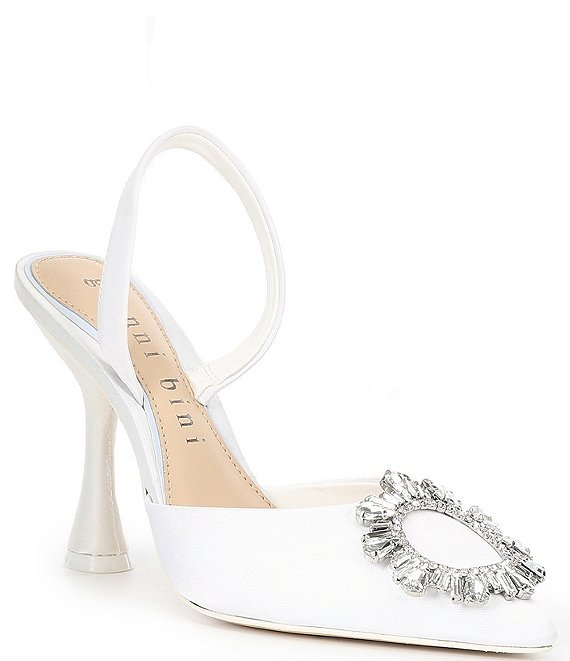 Color:White - Image 1 - Bridal Collection Vivyee Satin Rhinestone Pointed Toe Pumps