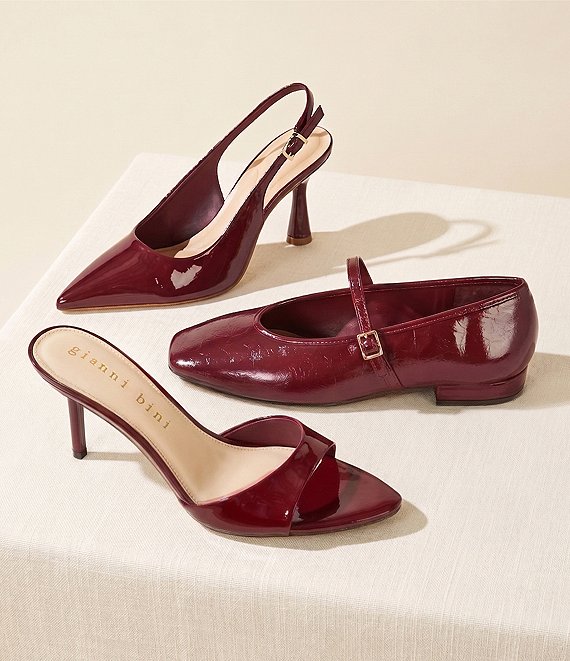 Gianni Bini Camrun Patent Almond Toe Stiletto Slide Sandals
