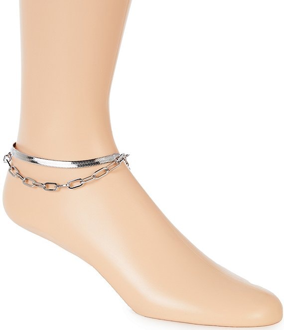 Gianni Bini Demeter Sterling Silver Double Chain Boot Anklet