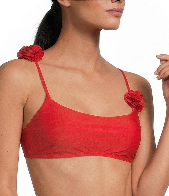 Gianni Bini Fabric Rosette Bralette Swim Top