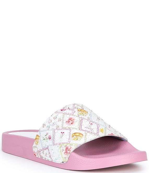 Gianni Bini Fyffer Two Printed Rhinestone Pool Slide Sandals