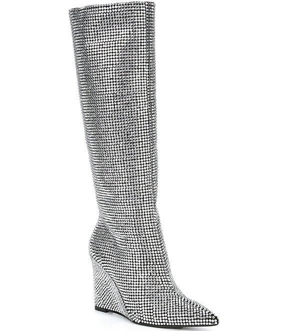 Gianni Bini GaborTwo Rhinestone Pointed Toe Tall Wedge Boots | Dillard's