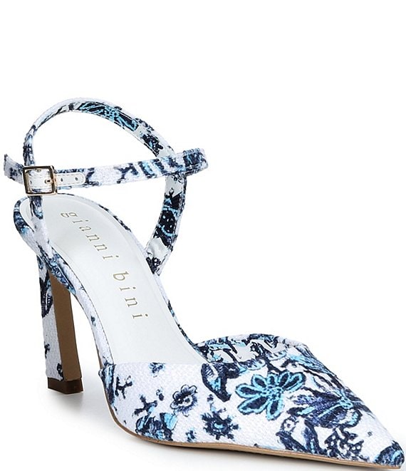 Gianni Bini Geno Printed Ankle Wrap Pointed Toe Pumps