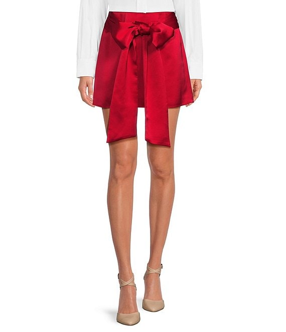 Gianni Bini Ilydia Satin A-Line Bow Mini Skirt