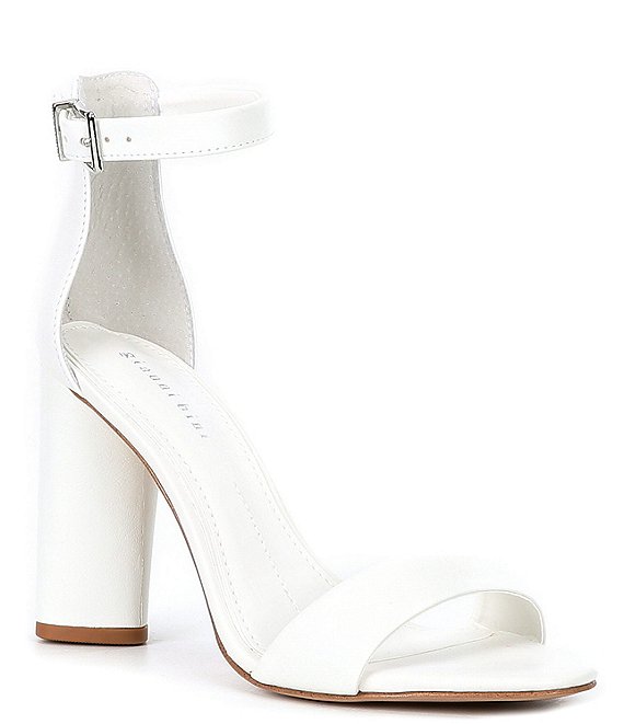 Color:White - Image 1 - Joenah Two Piece Ankle Strap Block Heel Dress Sandals