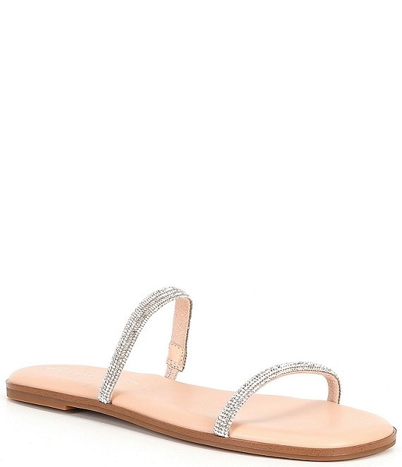 Gianni Bini Kai Jewel Embellished Double Band Minimal Flat Sandals ...