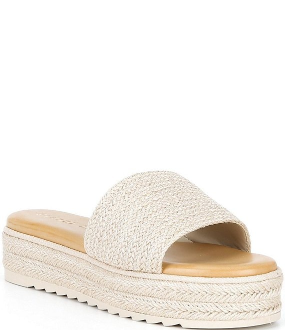 Gianni Bini Karsten Raffia Espadrille Platform Slide Sandals