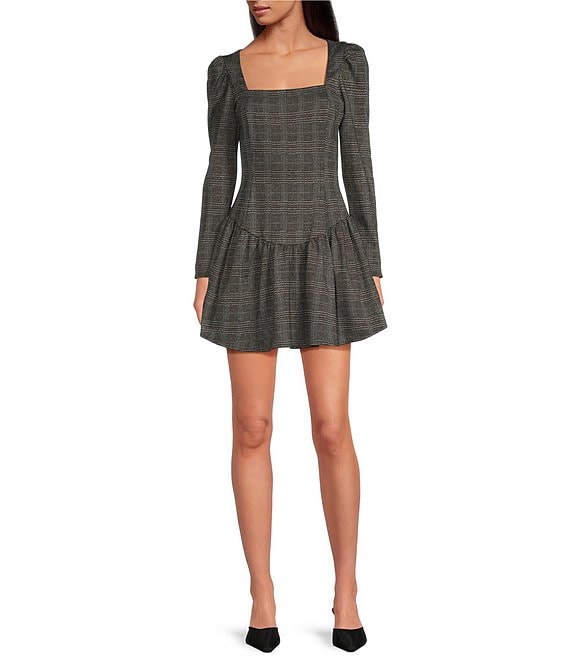 Glen fashion plaid mini dress