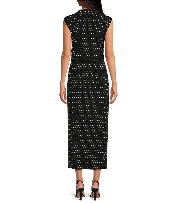 polka dot bodycon midi dress Samantha Spotted Bodycon Midi Dress Black / L (8-10)