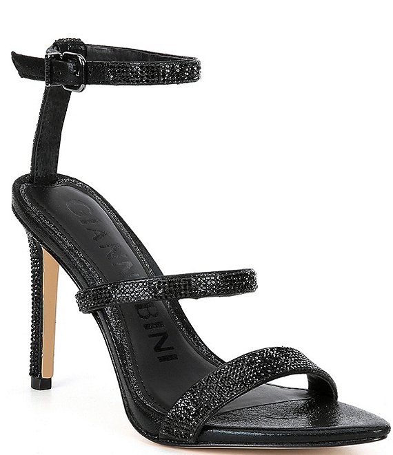 Color:Black - Image 1 - Kyree Pointed Toe Embellished Ankle Strap Banded Dress Sandals