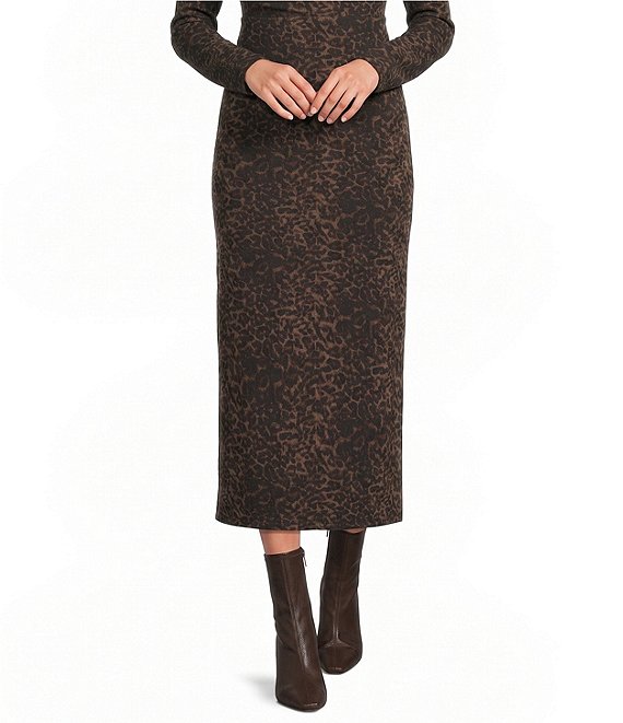 Gianni Bini Leopard Print Bodycon Knit Maxi Coordinating Skirt