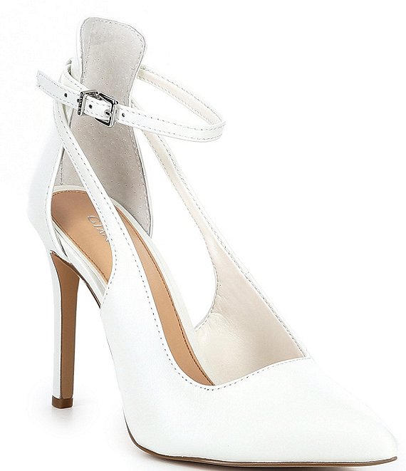 Color:White - Image 1 - Lulaa Leather Cut-Out Dress Pumps