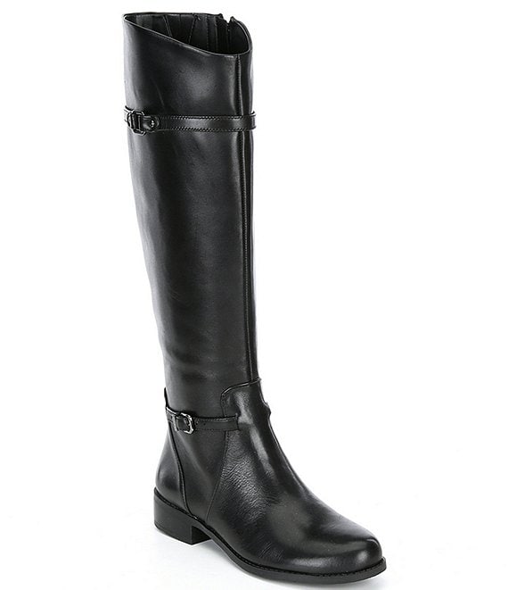Color:Black - Image 1 - Mirrie Slim Calf Tall Block Heel Riding Boots