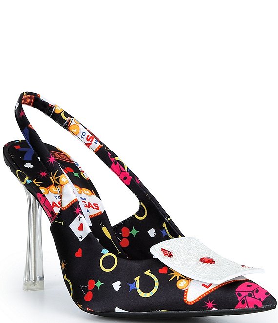 Gianni Bini Pokerface Casino Print Mismatch Stiletto Dress Pumps