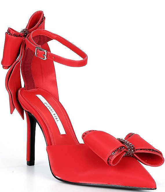 Gianni Bini Ribbon Sateen Rhinestone Embellished Bow Stiletto Pumps