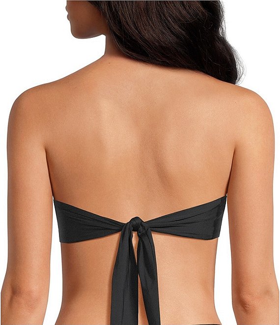 Gianni Bini Rosette Strapless Tie Back Bandeau Swim Top & Solid
