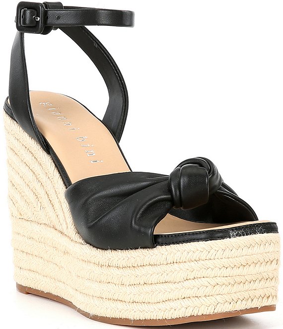 Gianni Bini Shanessa Linen Knot Jute Platform Wedge Sandals