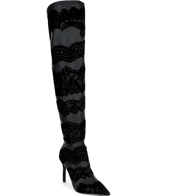 Gianni Bini Sharpe Stretch Lace Stiletto Over the Knee Boots