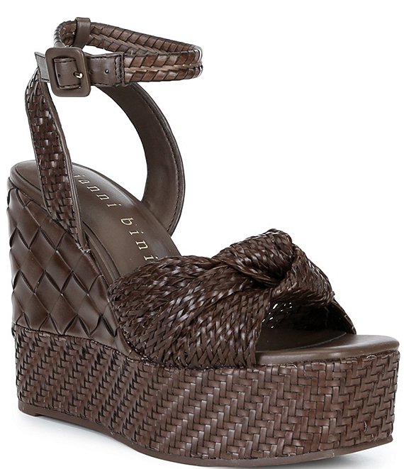 Gianni Bini Shayne Braided Knot Wedge Woven Platform Sandals