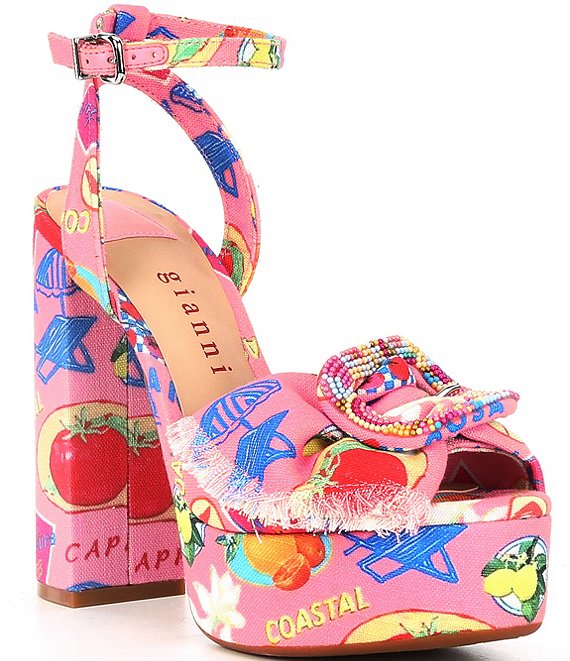 Isian pick★JILLSTUART★Ribbon platform sandals★ Huzar Cutout Sandals in electric pink | Ramy Brook