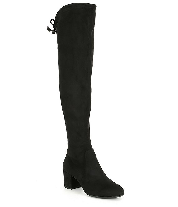 Color:Black - Image 1 - Trillia Stretch Fabric Over-the-Knee Block Heel Boots